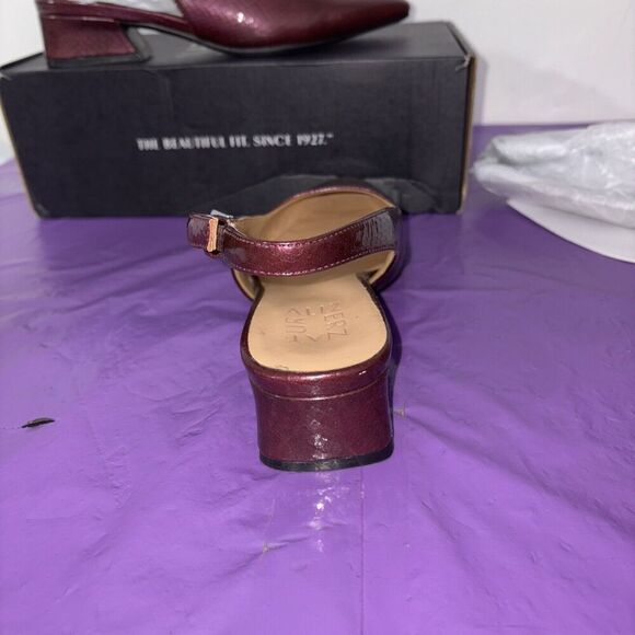 Naturalizer Womens Banks Slingback Pump Cabernet Sauvignon Red Lizard Leather 6W - Picture 5 of 8